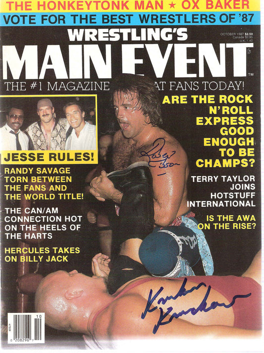 AM48  Khrusher Khrushchev  Robert Gibson Autographed Wrestling Magazine w/COA