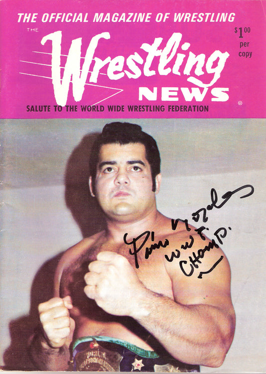 AM53  Pedro Morales ( Deceased )  Autographed  WWWF Wrestling Program w/COA