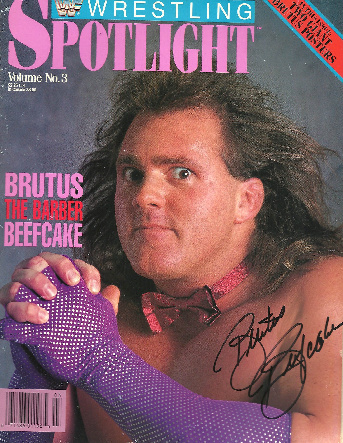 AM56  Brutus the Barber Beefcake Autographed WWF Spotlight  Wrestling Magazine w/COA