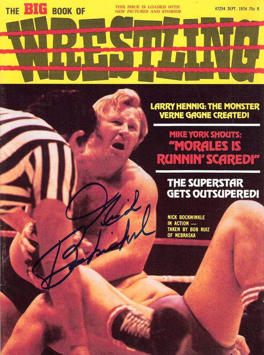 AM58  Nick Bockwinkle ( Deceased ) Autographed  WWF Wrestling Program w/COA
