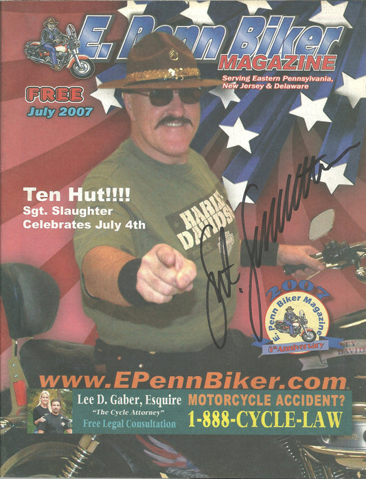 AM60B Sgt. Slaughter Autographed Wrestling Magazine w/COA