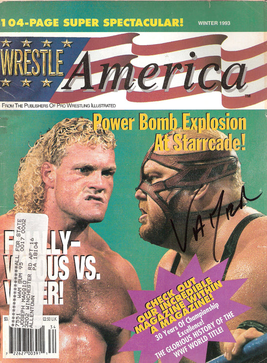 AM77  Big Van Vader ( Deceased ) Autographed Wrestling Magazine w/COA