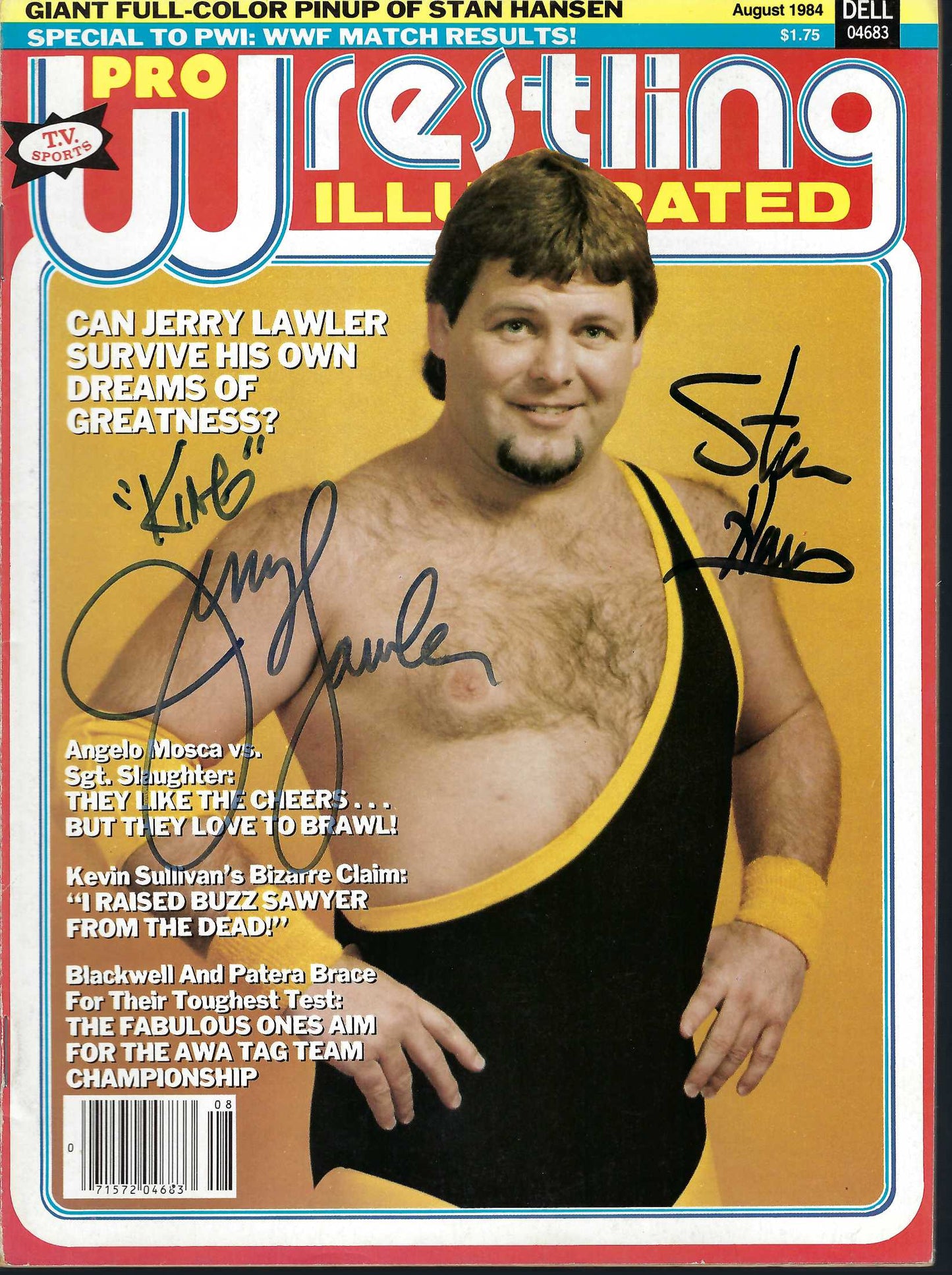 AM82  Jerry the King Lawler Autographed PWI Magazine w/COA  Stan Hansen Poster