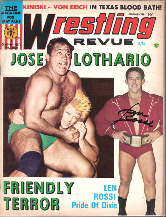 AM87 Len Rossi (  Deceased ) Autographed  Wrestling Magazine w/COA