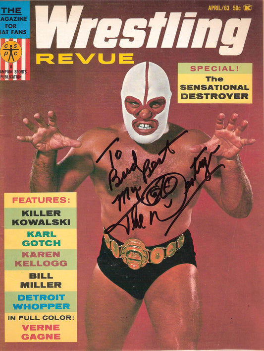 AM90  The Destroyer ( Deceased ) Autographed  Wrestling Magazine w/COA