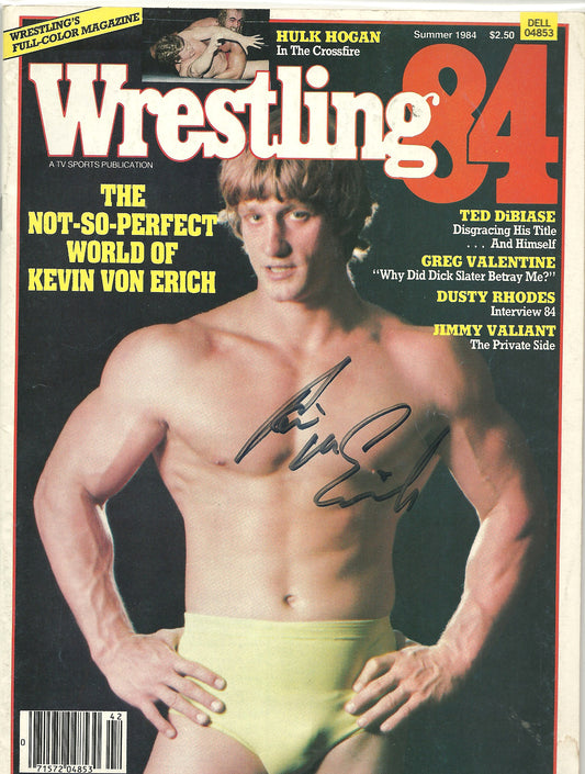 AM92  Kevin Von Erich Autographed  Wrestling Magazine w/COA