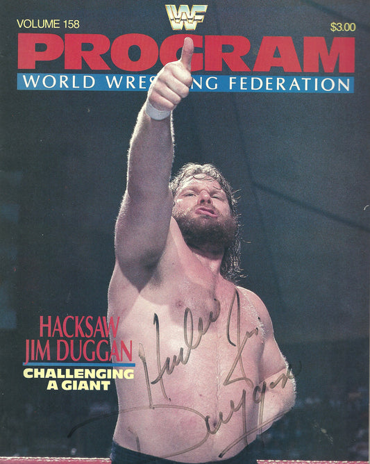 AM93  Hacksaw Jim Duggan  Autographed  Wrestling WWF Program w/COA