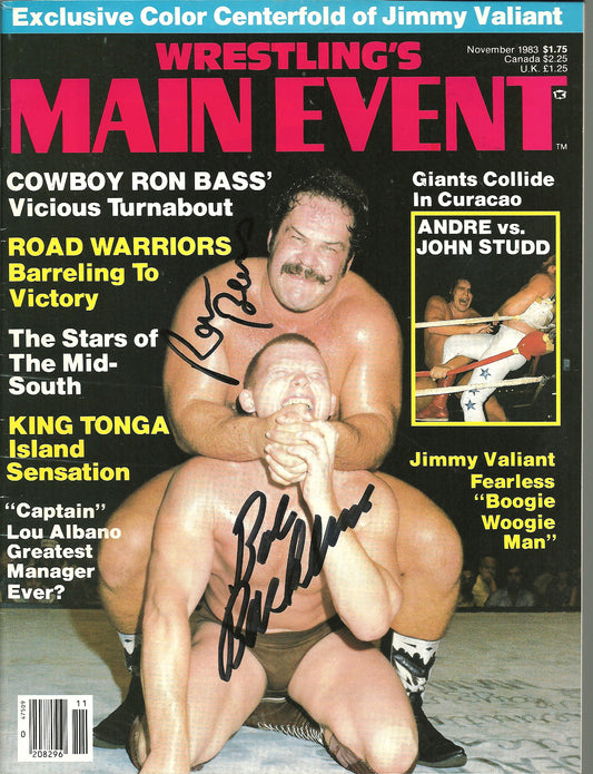AM96  Cowboy Ron Bass ( Deceased )  Bob Backlund Autographed  Wrestling WWF Magazine w/COA