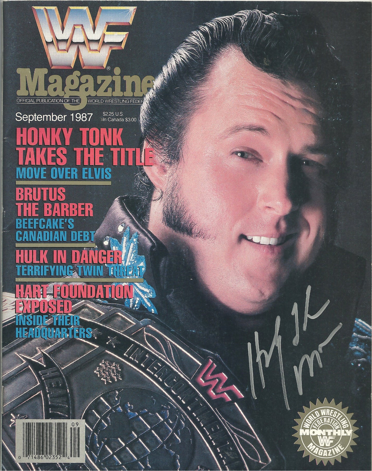 AM97  Honky Tonk Man Autographed  Wrestling WWF Magazine w/COA