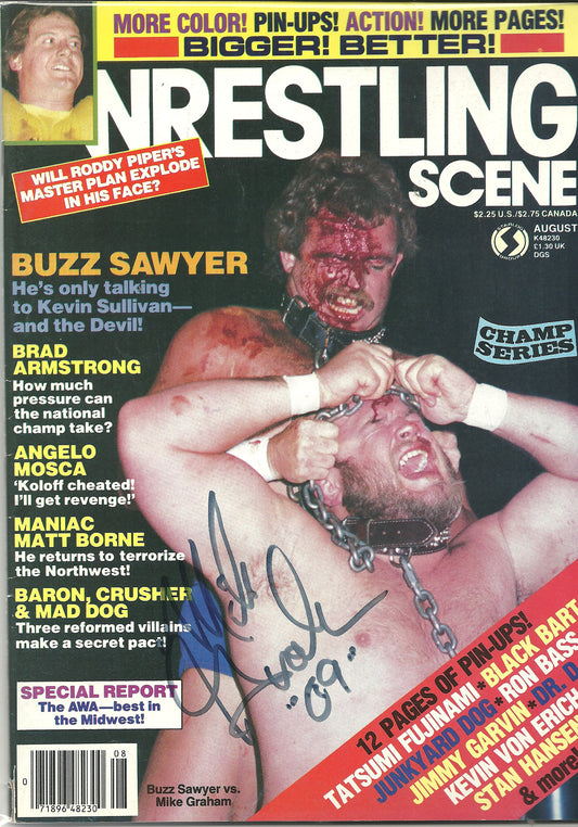AM99  Mike Graham ( Deceased ) Autographed  Wrestling  Magazine w/COA
