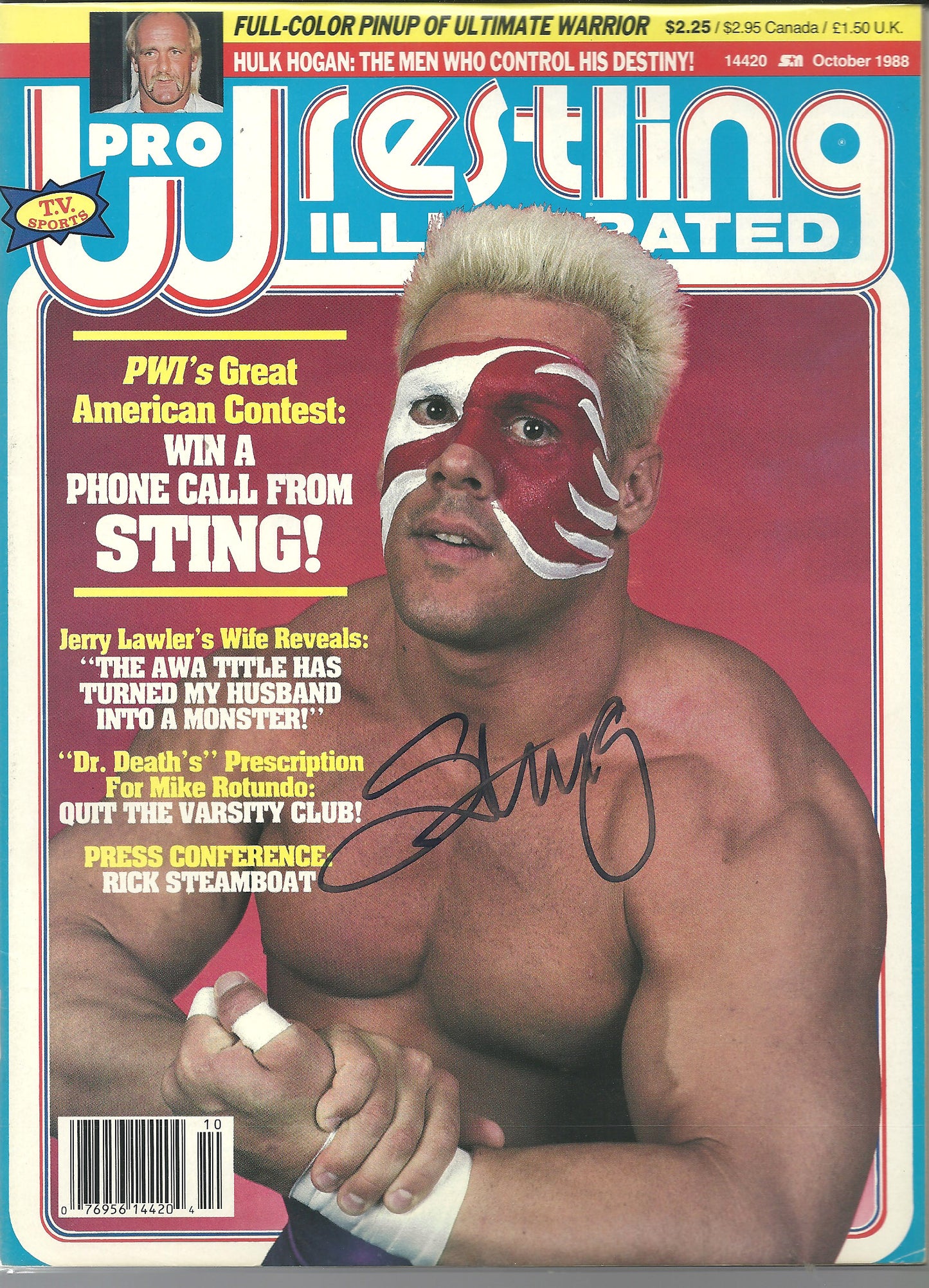 AM111  The Icon Sting   Autographed  Wrestling Magazine w/COA