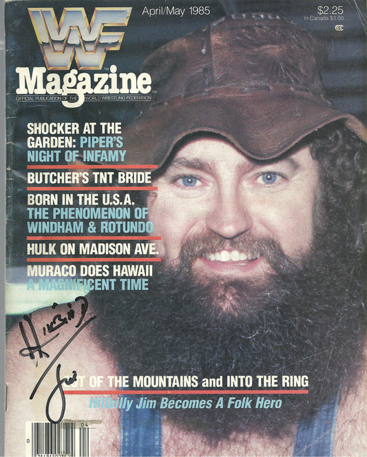AM113  Hillbilly Jim Autographed  WWF Wrestling Magazine w/COA