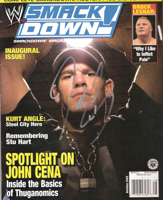 AM124  John Cena signed WWE Smack Down Magazine w/COA