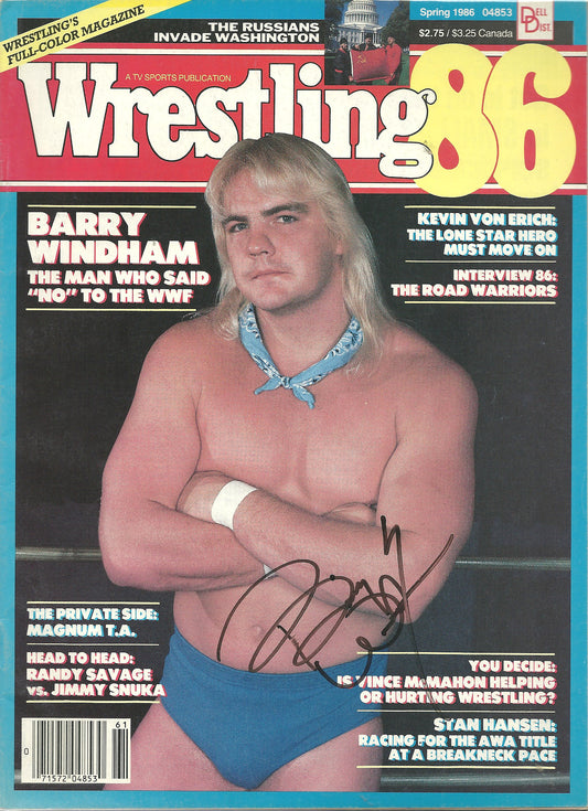AM126  Barry Windham Autographed Wrestling Magazine w/COA
