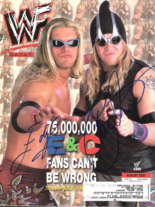 AM127  Edge and Christian Autographed WWF Wrestling Magazine