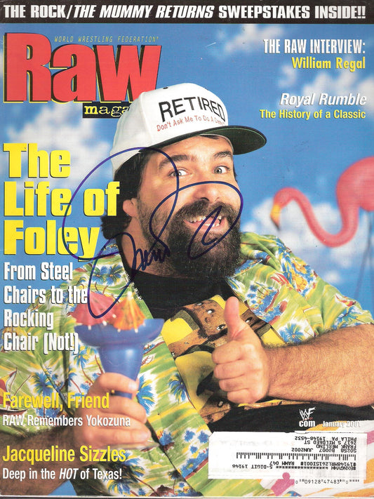 AM141  Mick Foley Autographed WWF RAW  Wrestling Magazine w/COA