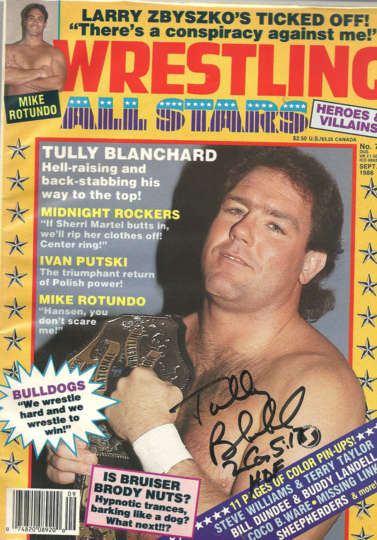 AM144  Tully Blanchard Autographed Wrestling Magazine w/COA