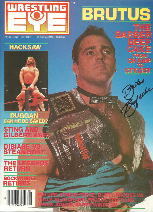 AM145  Brutus Beefcake Autographed Wrestling Magazine w/COA