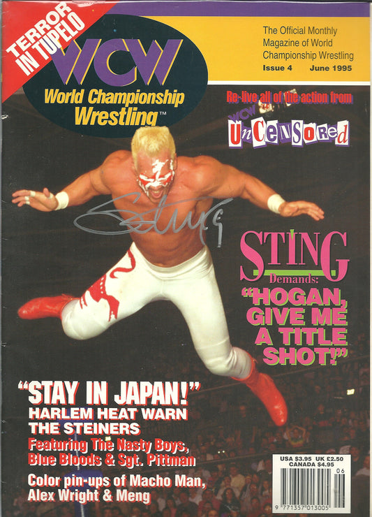 AM146  The Icon Sting Autographed WCW Wrestling Magazine w/COA