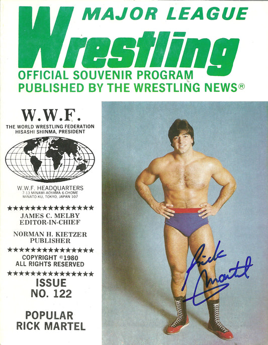 AM149  Rick Martel Autographed WWWF Wrestling Program w/COA