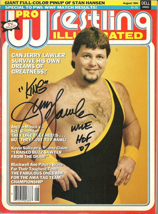 AM151  Jerry " the King " Lawler Autographed Wrestling Magazine w/COA