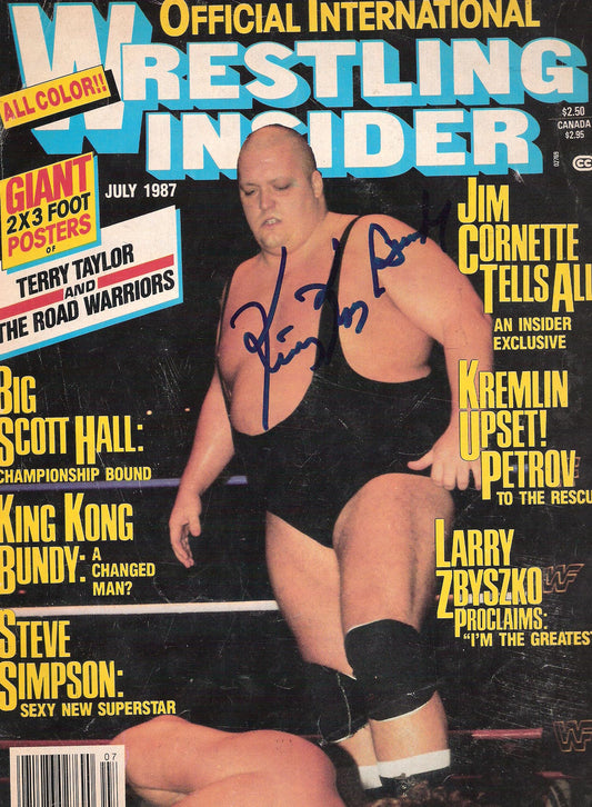AM152  King Kong Bundy (Deceased )  Autographed Wrestling Magazine w/COA