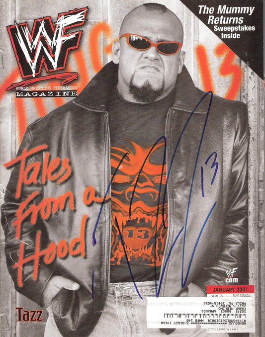 AM154  Taz Autographed WWF Wrestling Magazine w/COA