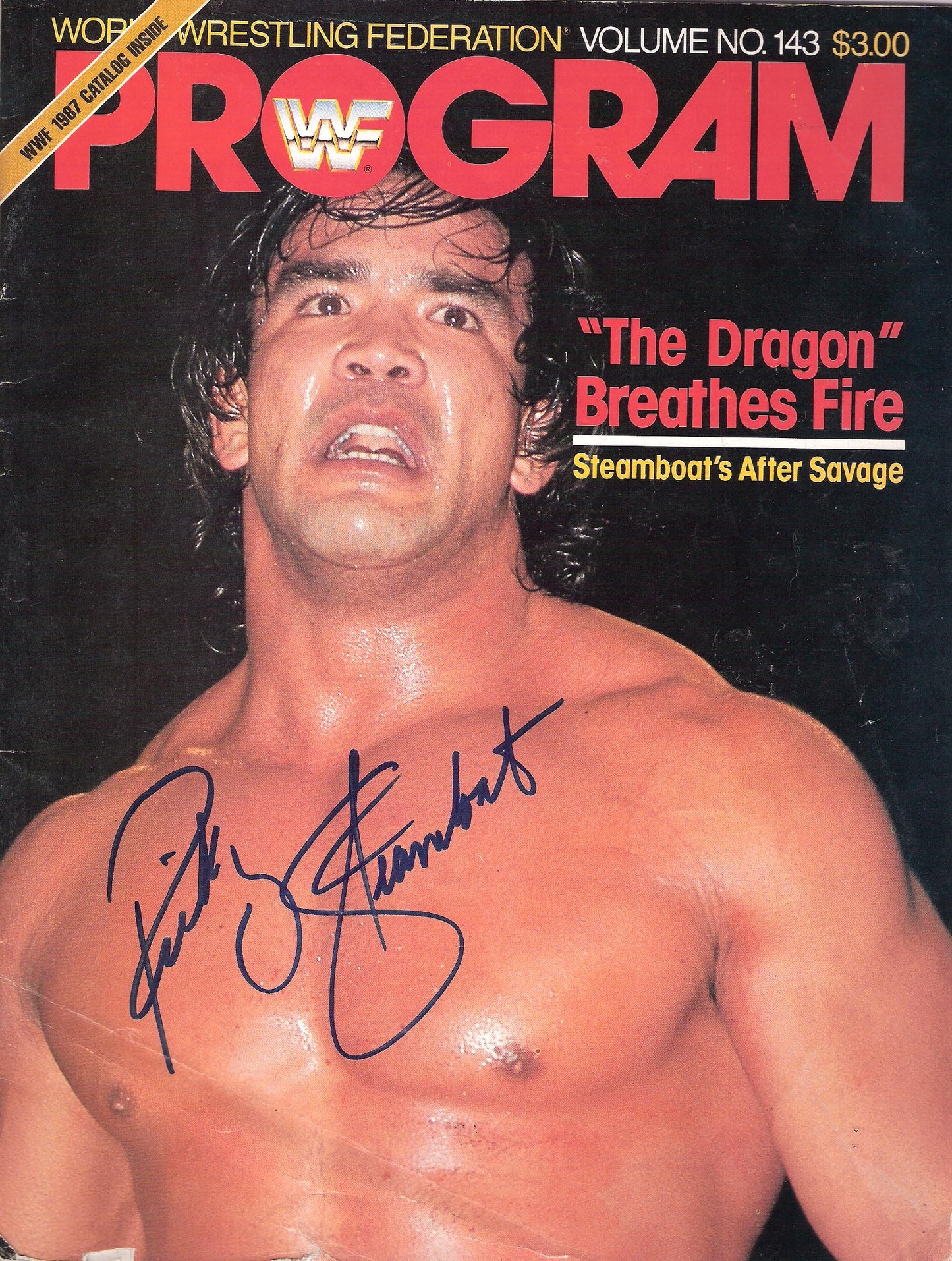 AM157  Ricky" the Dragon " Steamboat Autographed WWF Program w/COA