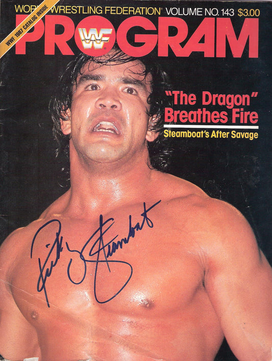 AM157  Ricky" the Dragon " Steamboat Autographed WWF Program w/COA