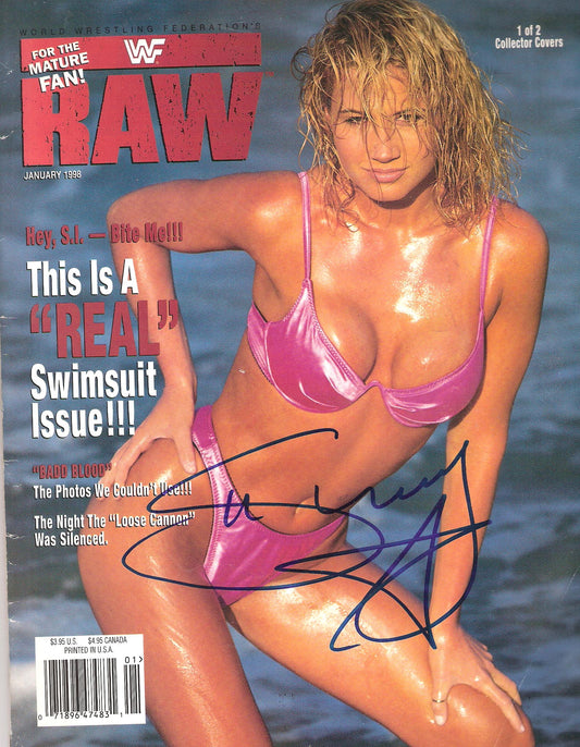 AM169  Sunny Autographed WWF RAW Wrestling Magazine w/COA