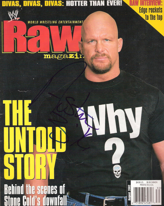 AM170  Stone Cold Steve Austin Autographed WWF RAW Wrestling Magazine w/COA
