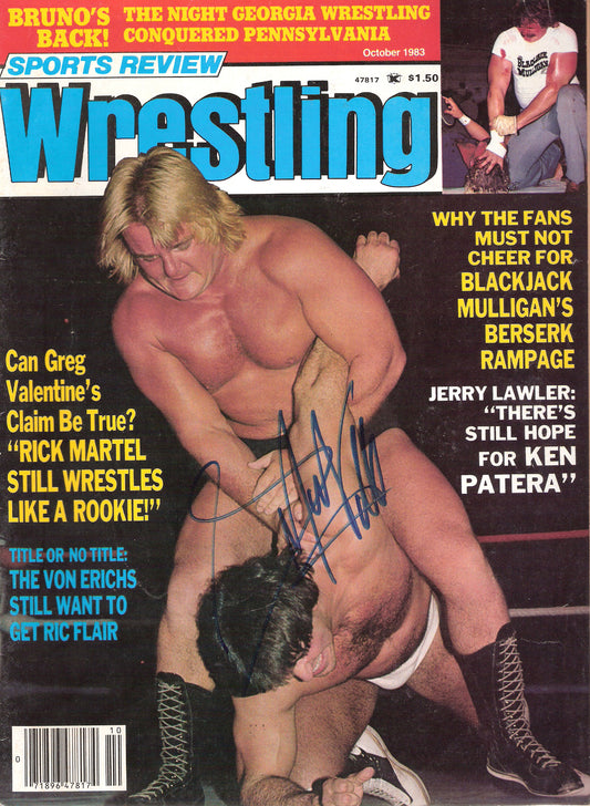 AM175  Greg the Hammer Valentine Autographed vintage Wrestling Magazine w/COA
