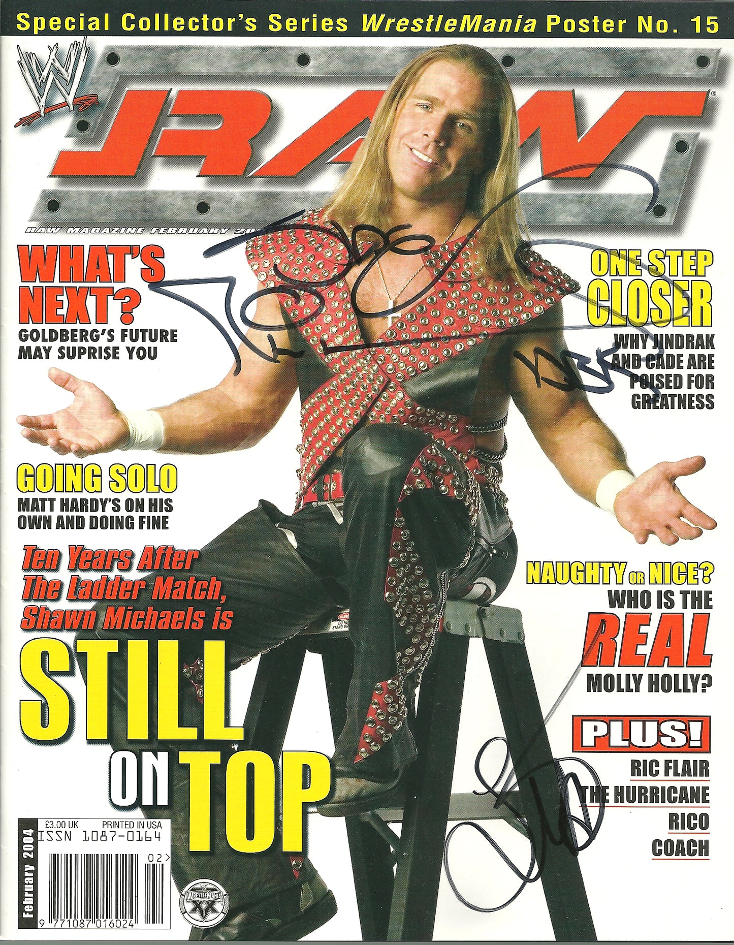 AM177  Shawn Michaels , Lita Autographed vintage Wrestling Magazine w/COA