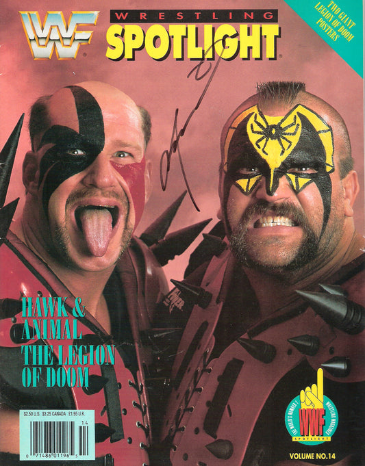 AM180  Road Warrior Animal ( Deceased ) Autographed vintage Wrestling Magazine w/COA