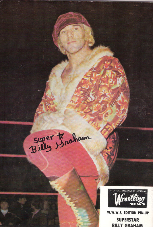 AM186  Superstar Billy Graham Autographed vintage Wrestling Magazine w/COA