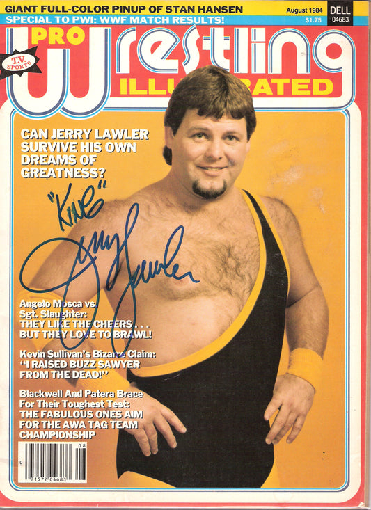 AM188  Jerry the King Lawler Autographed vintage Wrestling Magazine w/COA
