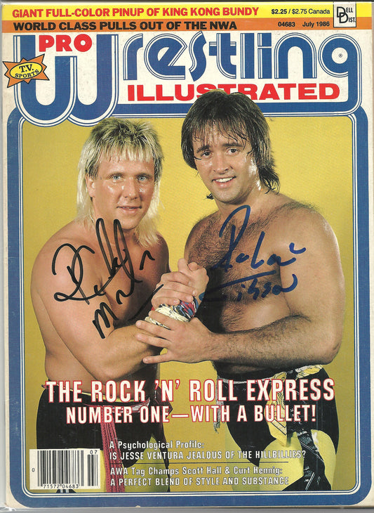 AM197  Rock and Roll Express Autographed vintage Wrestling Magazine w/COA