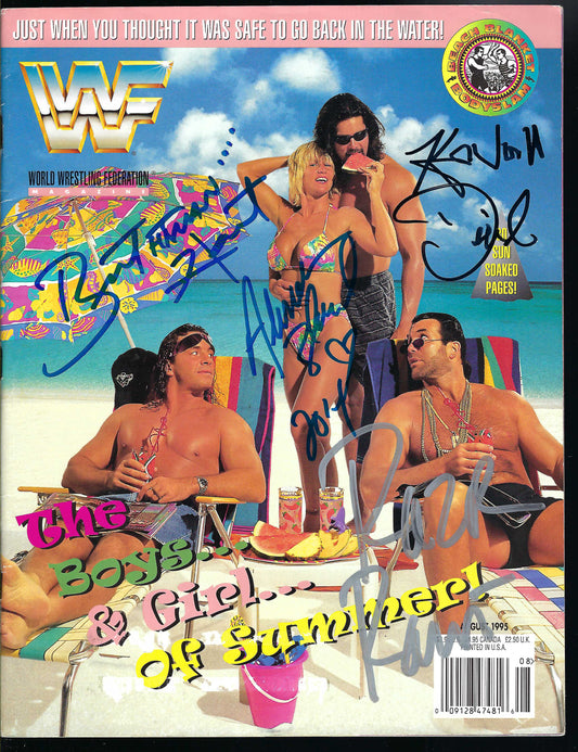 AM200  Bret Hart  Razor Ramon (Deceased ) Kevin Nash  , Diesel  , Alundra Blaze Autographed vintage Wrestling Magazine w/COA