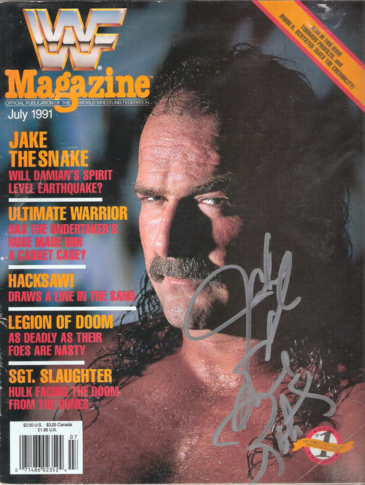 AM201  Jake the Snake Roberts Autographed vintage Wrestling Magazine w/COA
