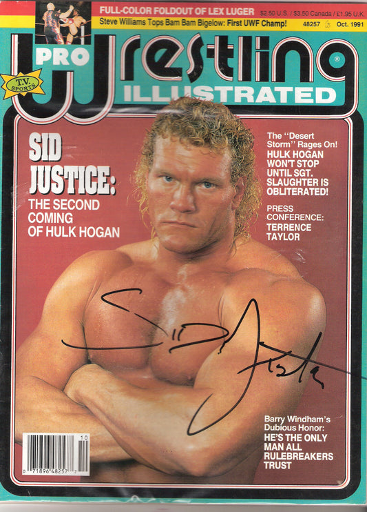 AM202  Sid Justice Autographed vintage Wrestling Magazine w/COA