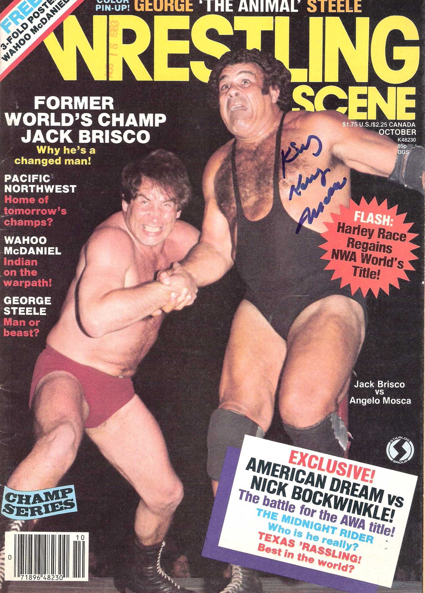 AM214  Angelo King Kong Mosca ( Deceased ) Autographed vintage Wrestling Magazine  w/COA