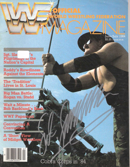 AM216  Sgt. Slaughter  Autographed vintage Wrestling Magazine  w/COA