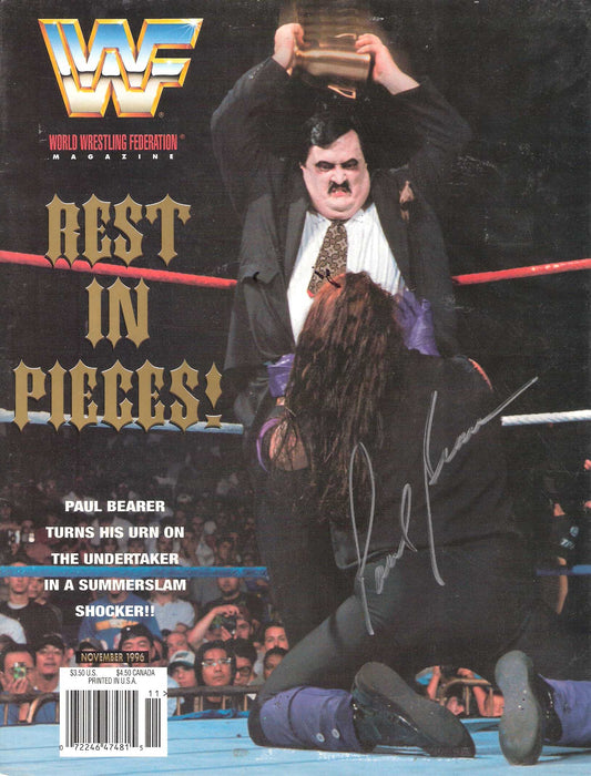 AM221  Paul Bearer ( Deceased )Autographed vintage Wrestling Magazine w/COA