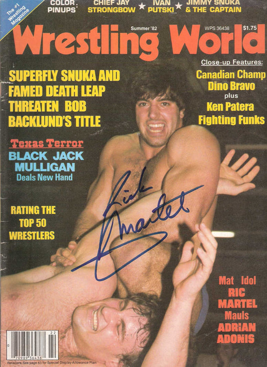 AM223  Rick Martel Autographed Vintage Wrestling Magazine w/COA