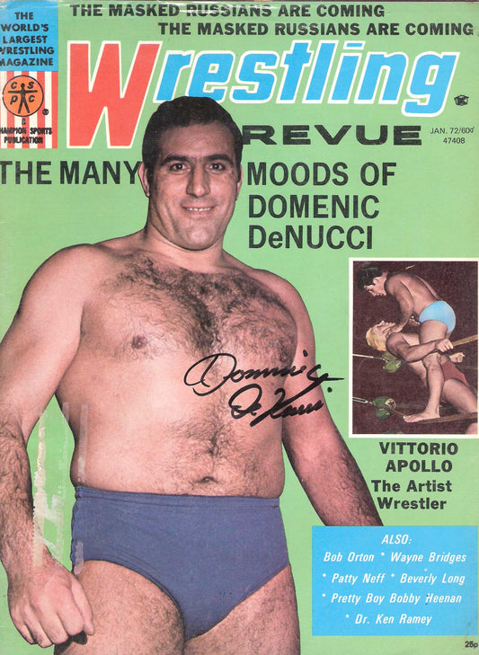 AM228  Dominic DeNucci ( Deceased ) Autographed vintage Wrestling Magazine w/COA