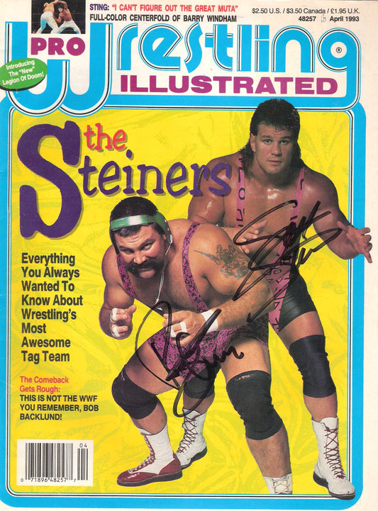AM229 The Steiner Brothers Autographed vintage Wrestling Magazine w/COA