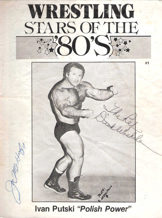 AM230  Referee Dick Worhle and Ring Announcer Joe McHugh ( Both Deceased ) Autographed Vintage Wrestling Magazine w/COA