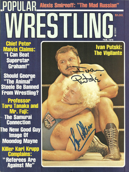 AM231 Ivan Putski Ken Patera Autographed Vintage Wrestling Magazine w/COA