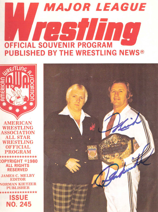 AM242  Nick Bockwinkle ( Deceased )  Autographed vintage Wrestling Magazine w/COA