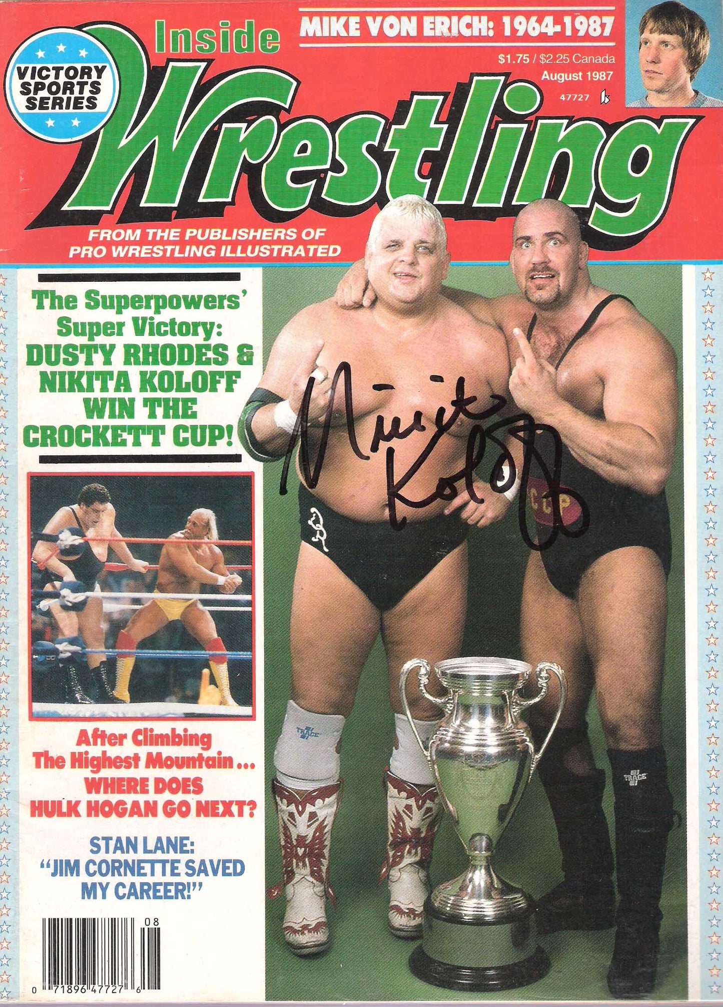 AM243 Nikita Koloff  Autographed vintage Wrestling Magazine w/COA